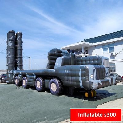 Simulação de Treinamento Militar de Campo Inflável Falso Alvo Exercício de Simulação ao ar livre Camuflagem Modelo S300 Veículo de Mísseis Inflável Forma Dupla Marcha + Lançamento 1:1 Clip Mesh personalizado